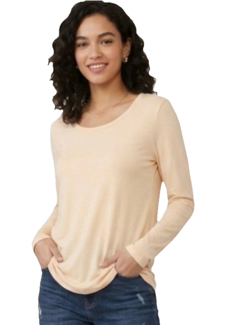 Johnny Was Calme Women’s Cream Bamboo Long Sleeve T Shirt Size XS